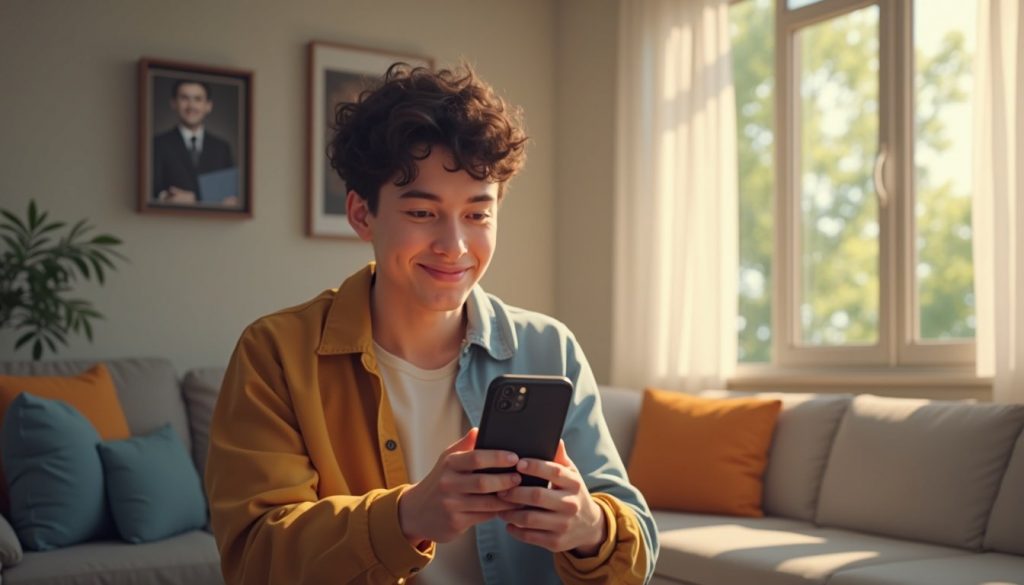 iPhone mostrando pantalla de Apple Developer con contrato y fondo de código de programación