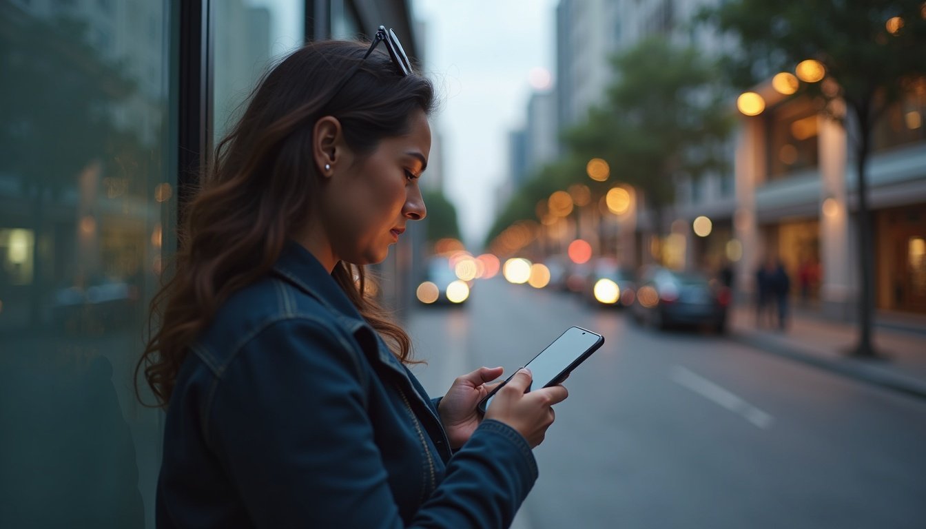 persona comparando dos smartphones modernos con pantalla AMOLED y cámaras múltiples sobre mesa con accesorios tecnológicos