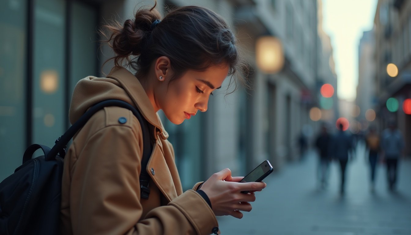 persona comparando dos smartphones modernos con pantallas brillantes y diseño elegante sobre mesa blanca
