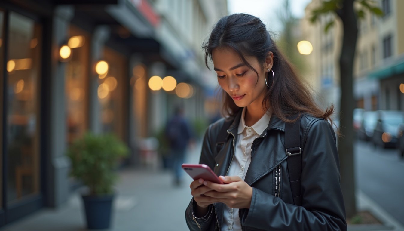 persona comparando dos smartphones modernos con pantallas brillantes y diseño delgado sobre mesa con accesorios tecnológicos