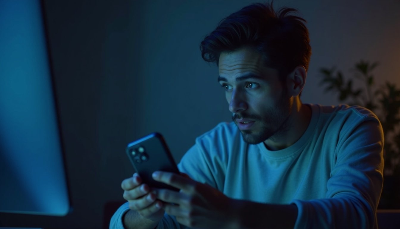 smartphone moderno mostrando interfaz asistente virtual con iconos IA coloridos y fondo futurista