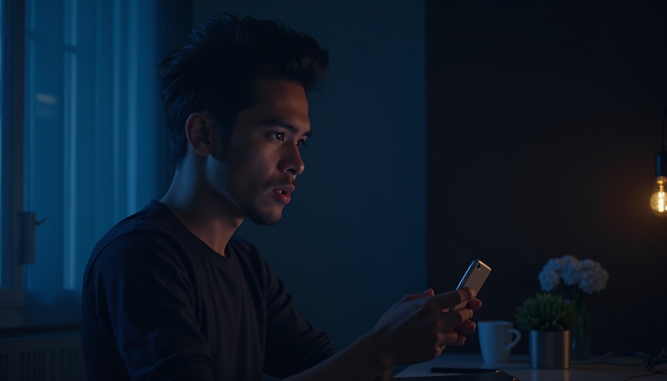 Persona usando smartphone con interfaz holográfica de IA emergiendo de pantalla con iconos de apps inteligentes