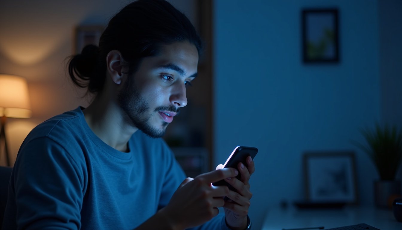 teléfono inteligente mostrando aplicación IA con interfaz futurista y holograma de asistente virtual