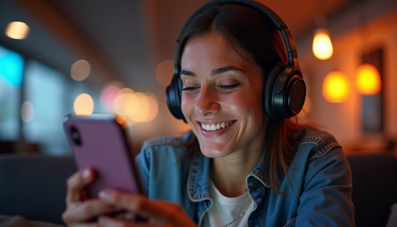 teléfono móvil con pantalla mostrando iconos apps optimización, fondo azul tecnológico con gráficos velocidad