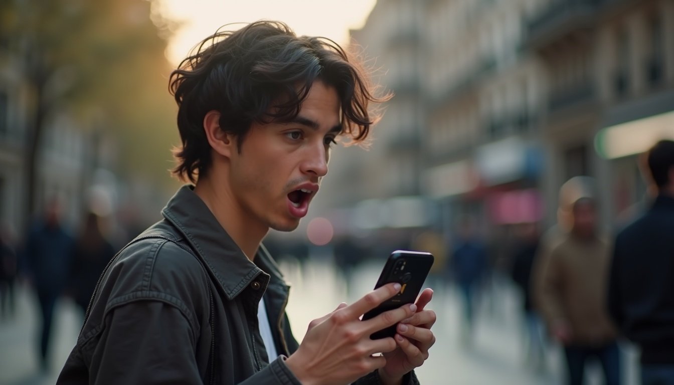 Cinco smartphones Android en fila mostrando pantallas encendidas con gráficos de rendimiento y icono de batería al 100%