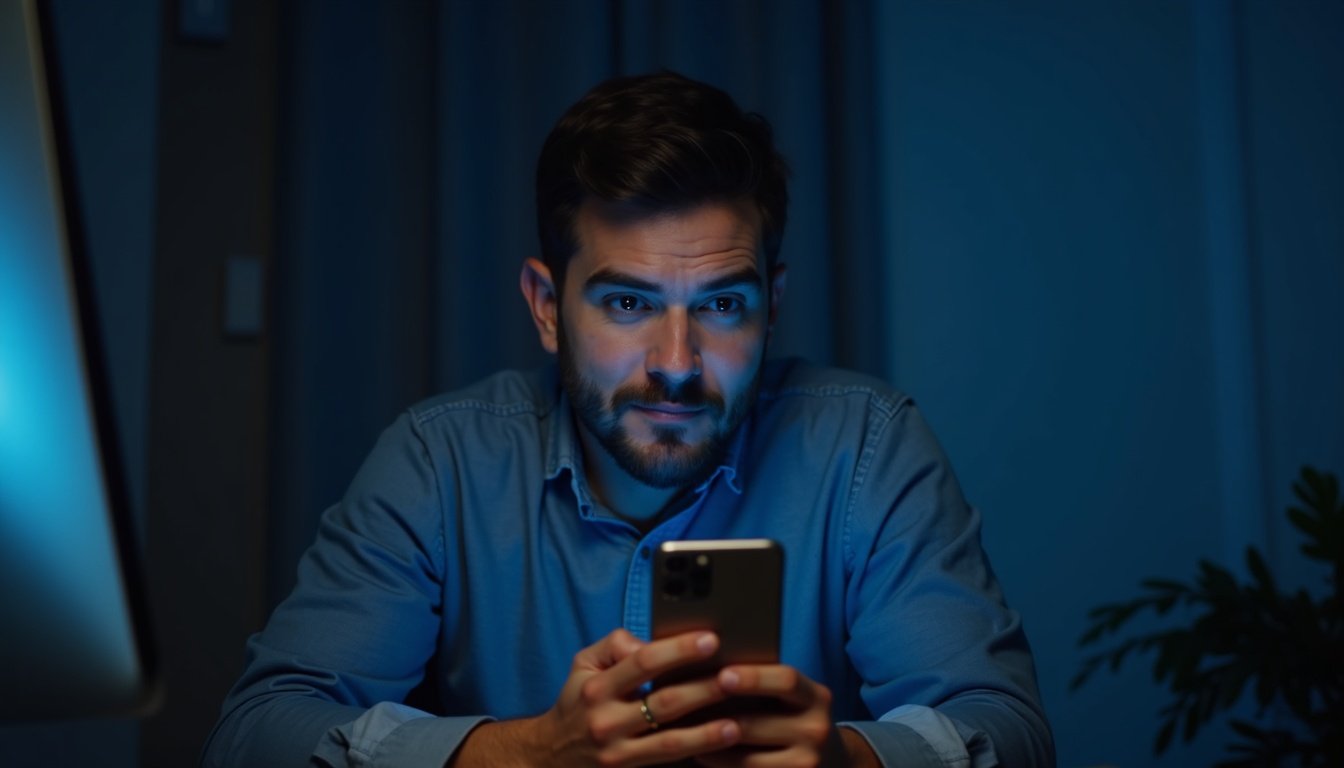 smartphone moderno con interfaz holográfica de inteligencia artificial sobre fondo futurista azul