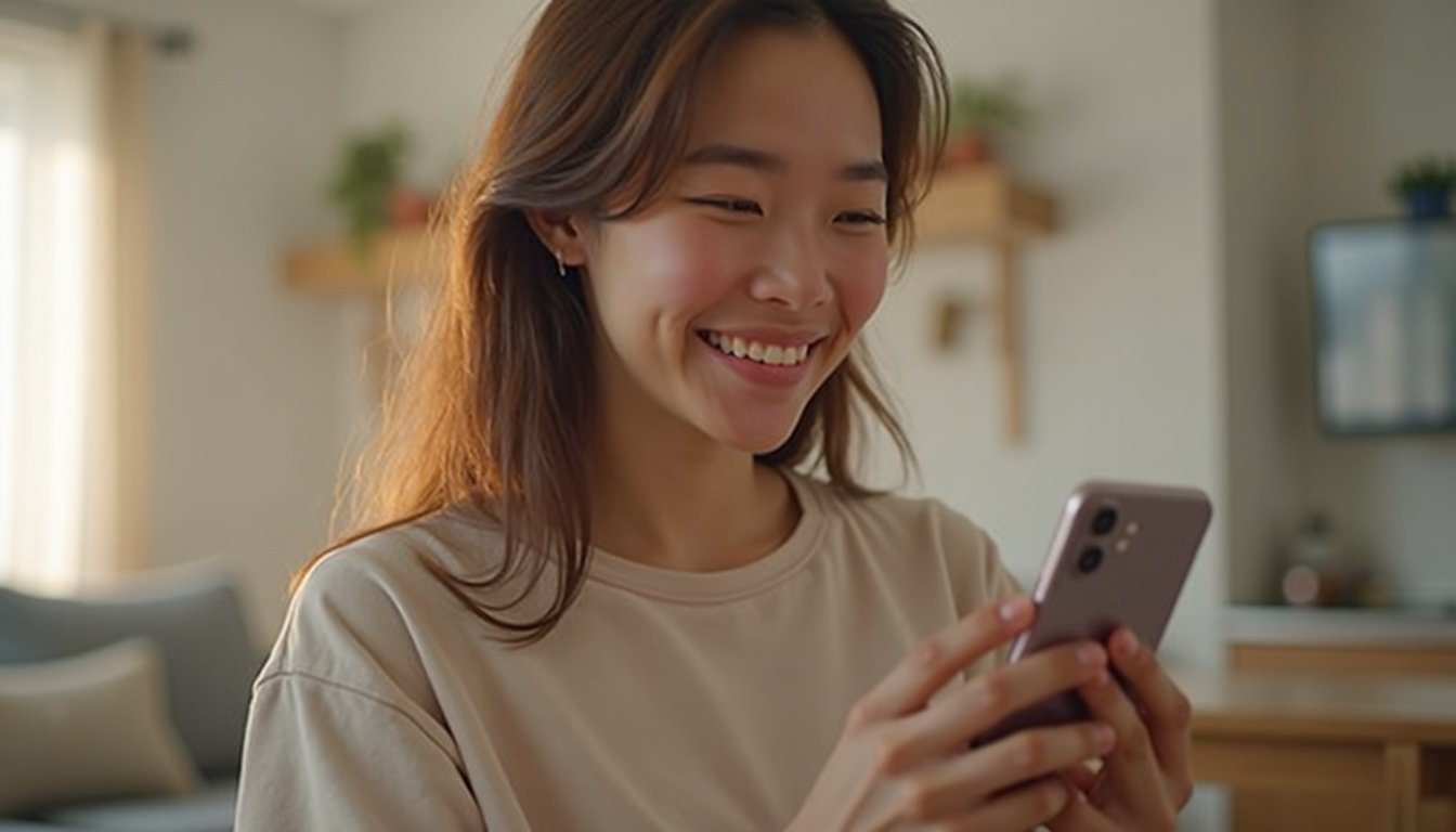 iPhone mostrando pantalla con interfaz iOS moderna y aplicaciones abiertas en entorno luminoso