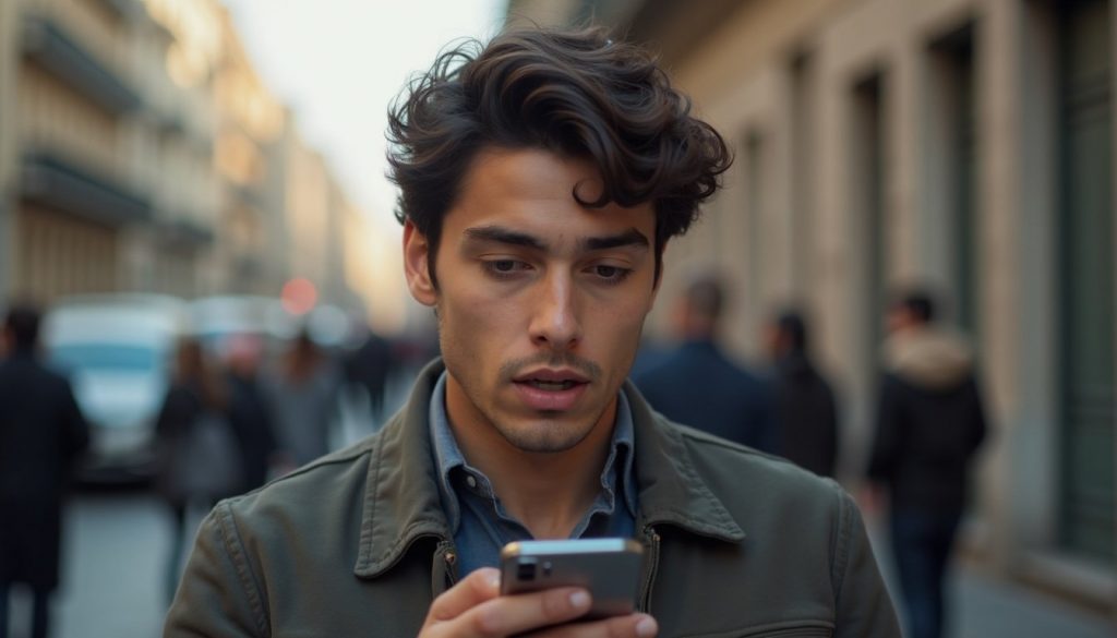 Tres smartphones modernos en fila mostrando pantallas con interfaces de IA futurista y colores vibrantes