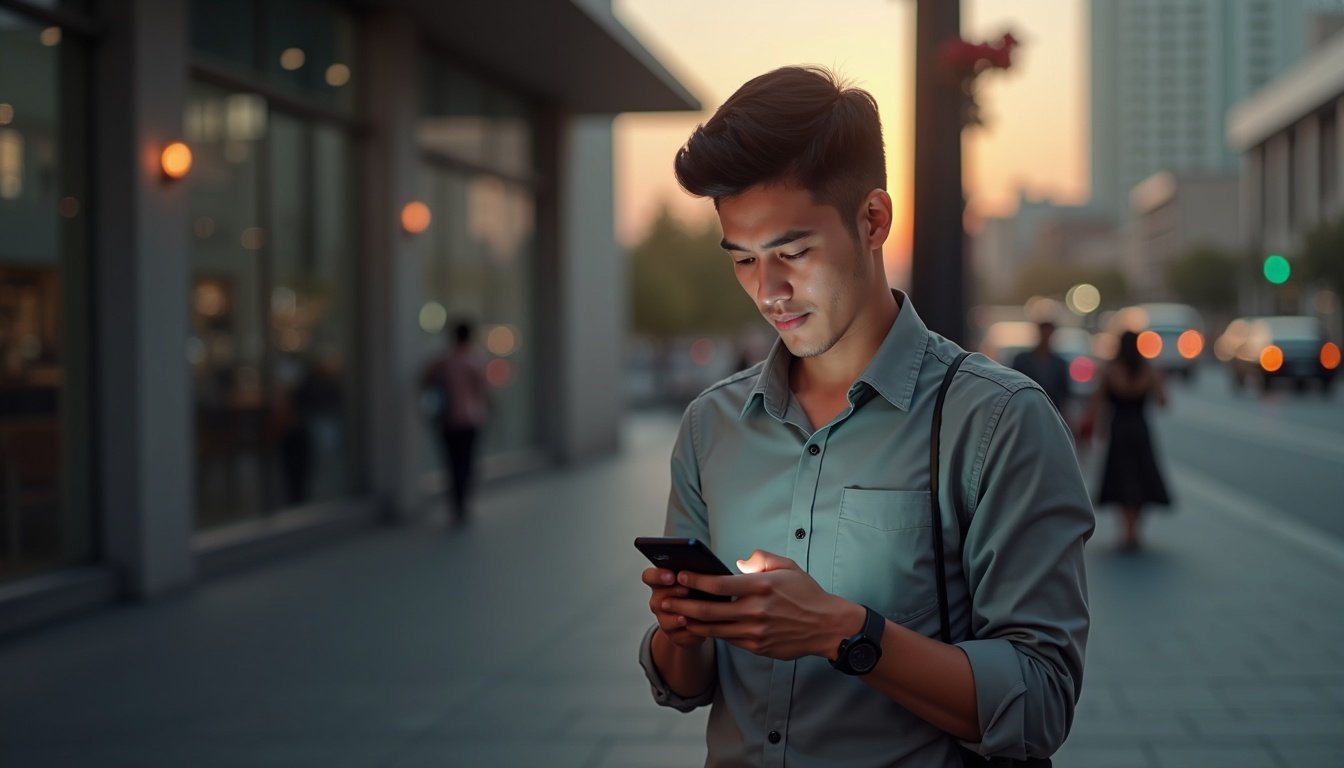 persona comparando dos smartphones modernos con pantallas encendidas mostrando apps y cámaras traseras visibles