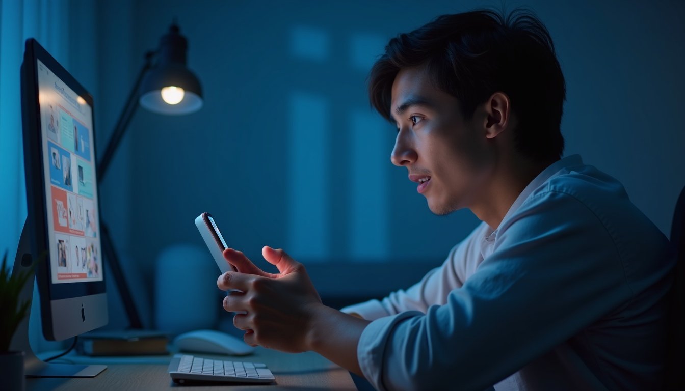 Interfaz móvil futurista mostrando asistente IA con hologramas y apps inteligentes en pantalla táctil